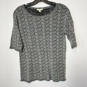 Eileen Fisher Womens Organic Linen Pullover Sweater Black S Knitted Short Sleeve